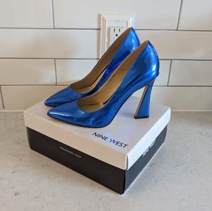 Nine West Trendz Pumps, Size 7, Metallic Blue